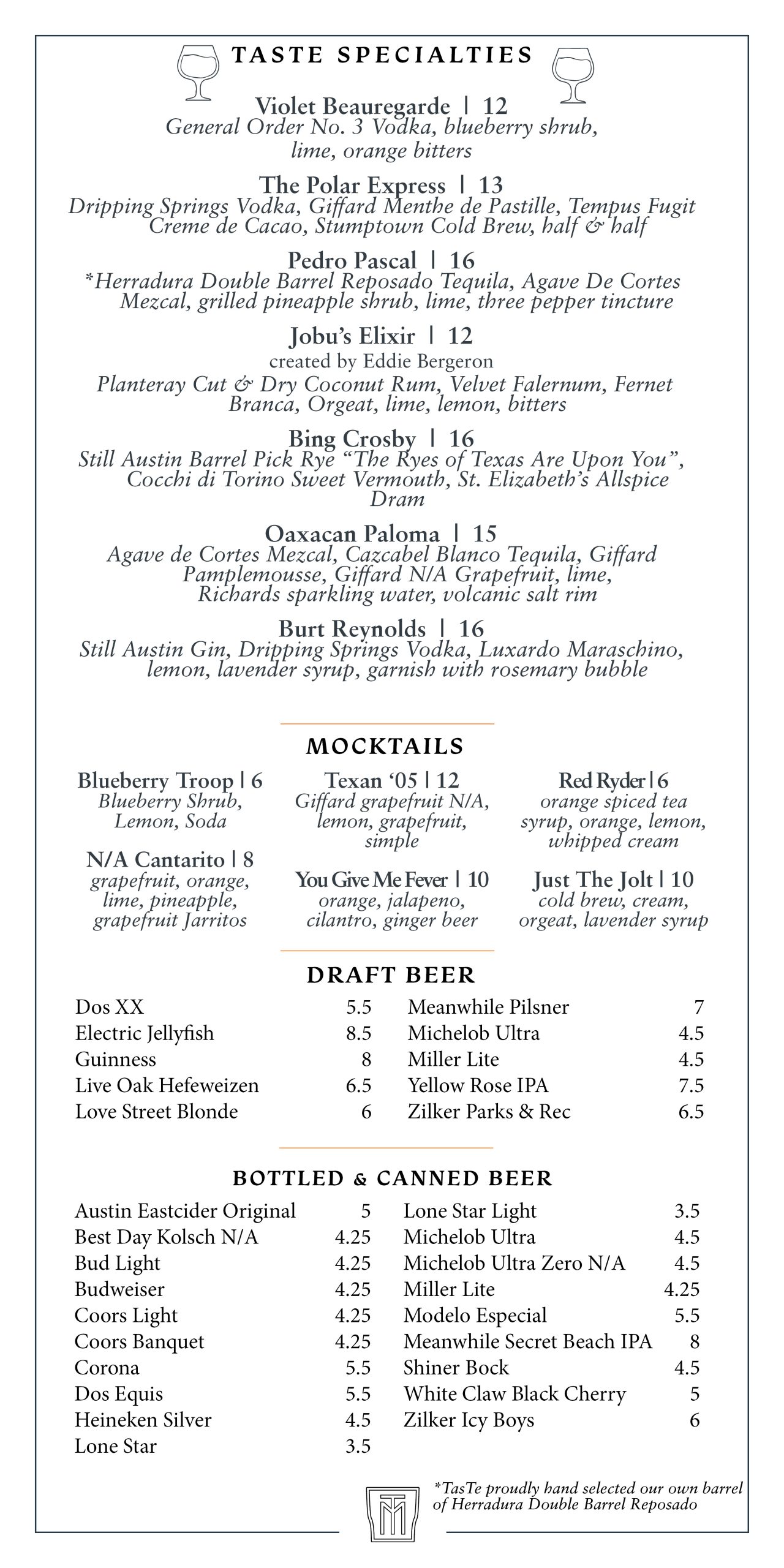 Specialty Cocktails 12.2025