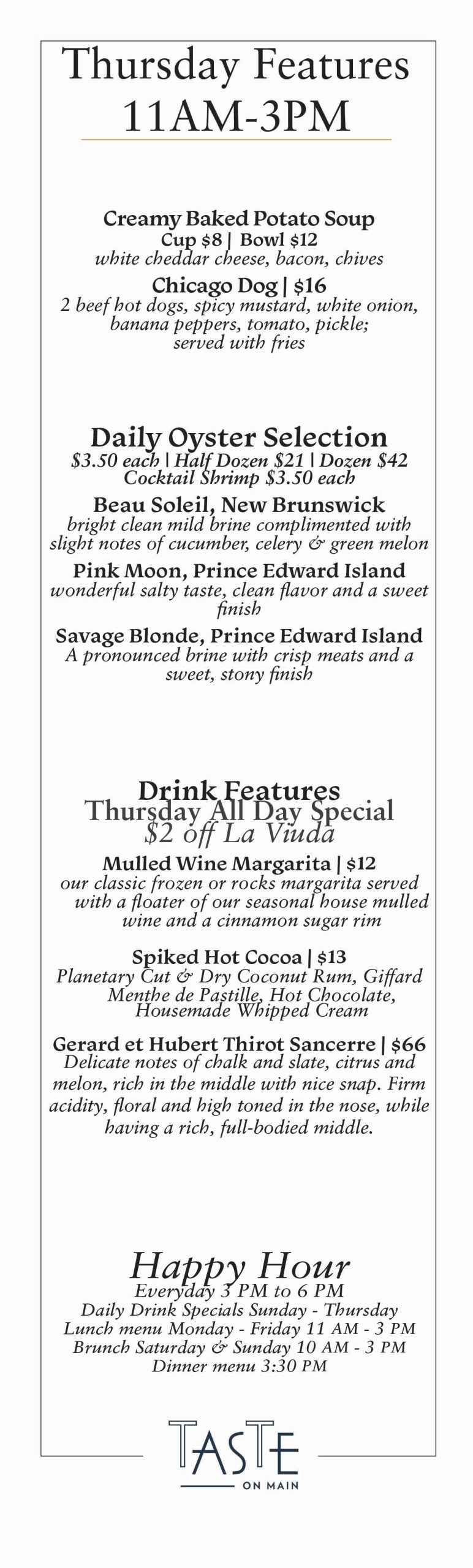 Thursday Lunch Insert