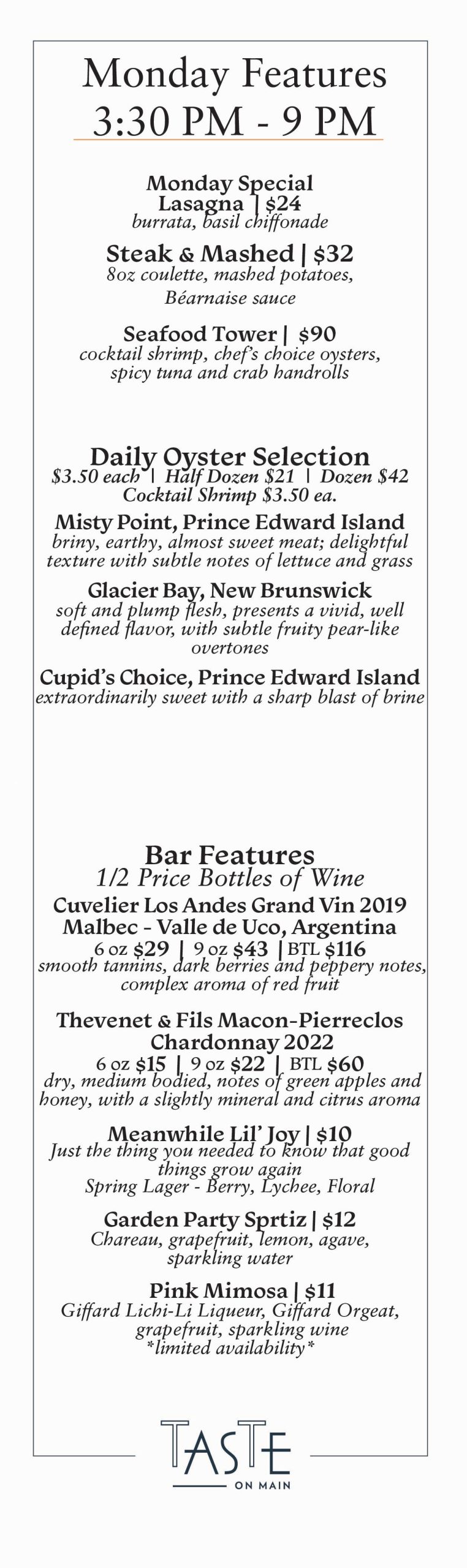 Monday Dinner Insert