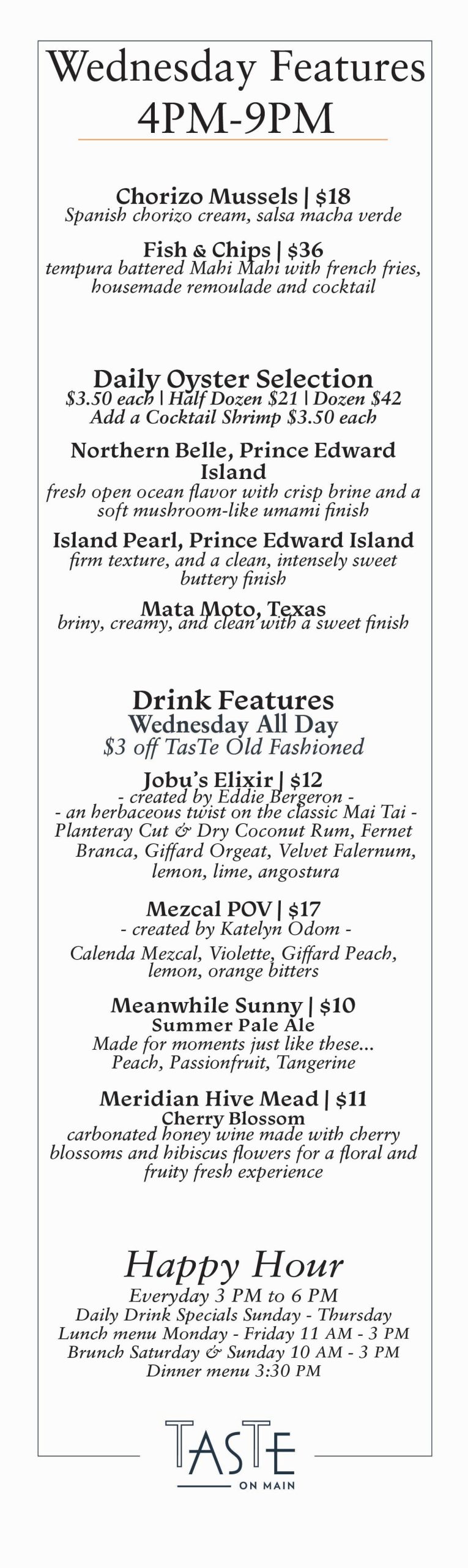 Wednesday Dinner Insert